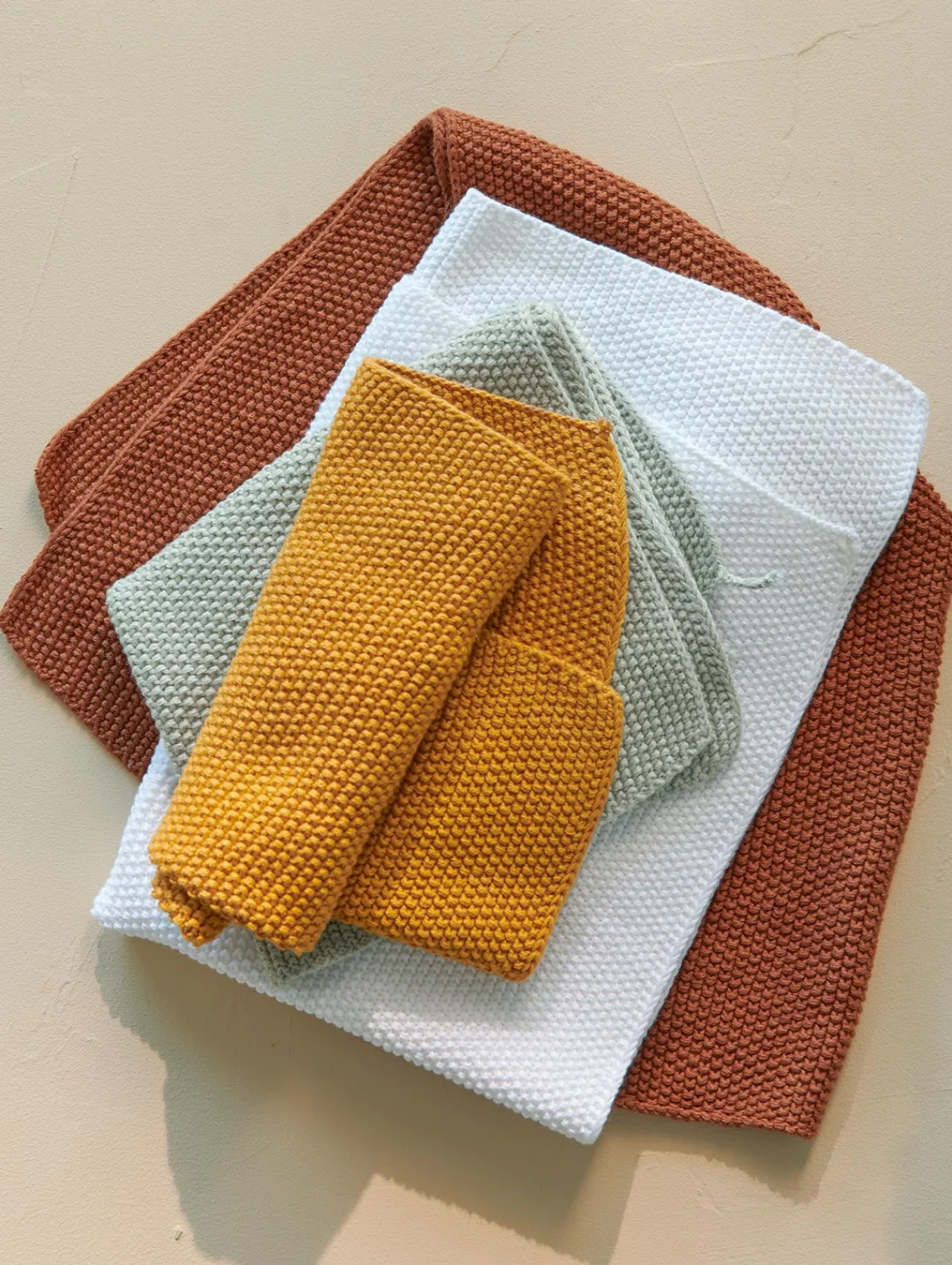 ASA Selection 2er set baumwolltuch gestrickt, light khaki