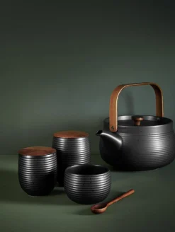ASA Selection teedose, black mit holzdeckel